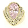 Image 3 : 14k Yellow Gold Bezel Pear Morganite & Diamond Channels 8.05 ctw Large Ring