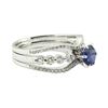 Image 1 : 1.64 ctw Round Brilliant Blue Sapphire And Diamond Ring - 18KT White Gold