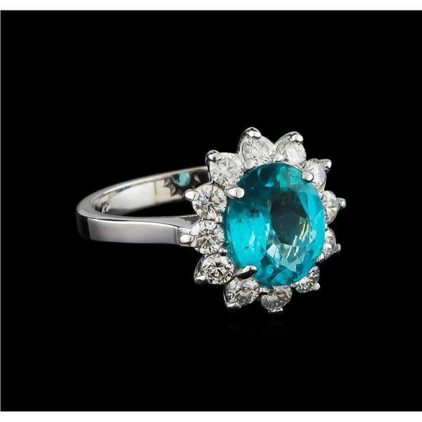 2.78 ctw Apatite and Diamond Ring - 14KT White Gold