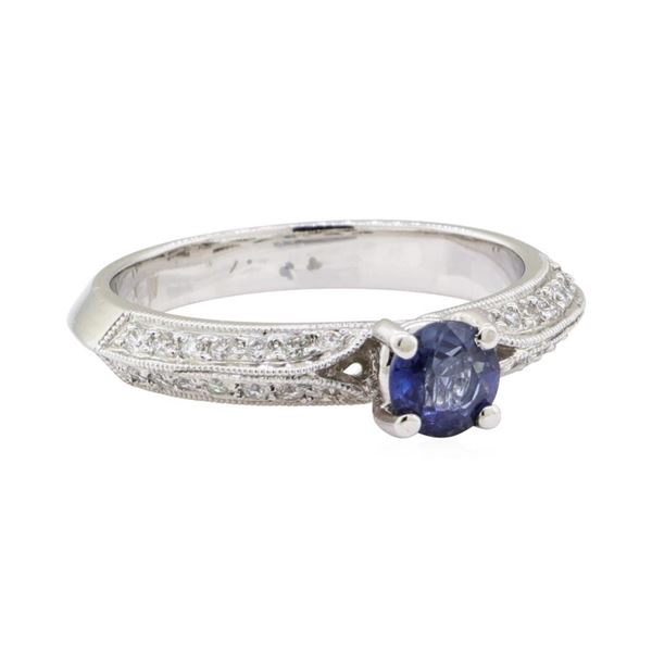 0.75 ctw Sapphire and Diamond Ring - 18KT White Gold