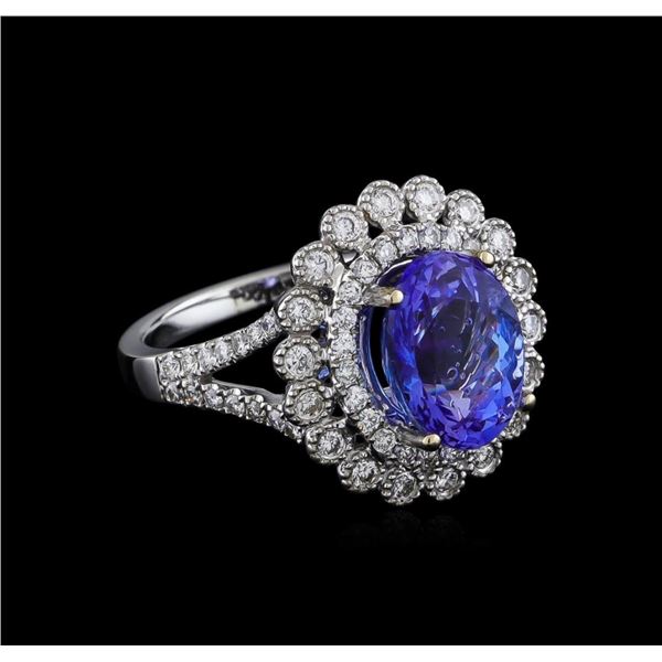 18KT White Gold 3.95 ctw Tanzanite and Diamond Ring