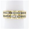 14k Yellow Gold .95 ctw Baguette Cut Diamond Wavy Grooved Dual Row Band Ring