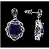 Image 2 : 14.2 ctw Sapphire and Diamond Earrings - 14KT White Gold