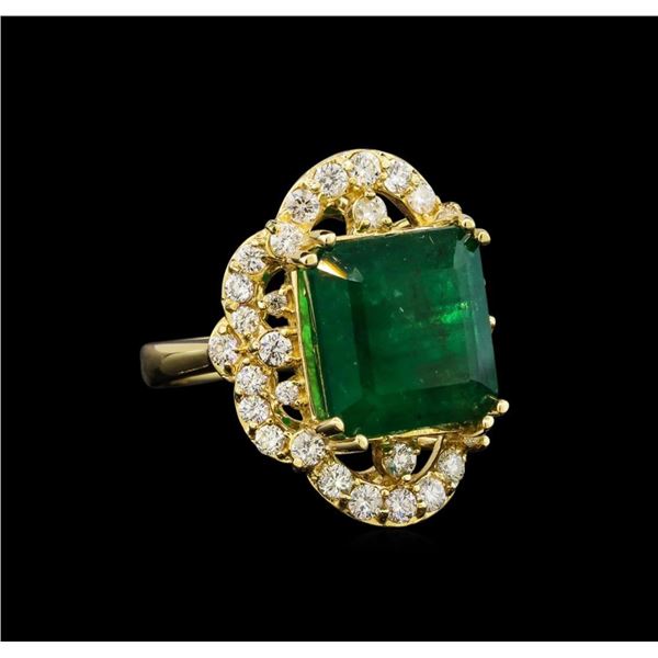 14KT Yellow Gold 9.30 ctw Emerald and Diamond Ring