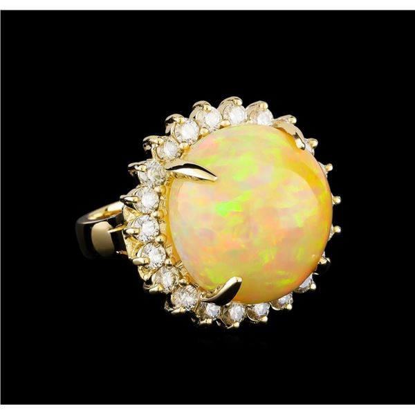 19.85 ctw Opal and Diamond Ring - 14KT Yellow Gold