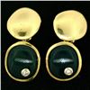 Image 4 : Manfredi 18k Yellow Gold Cabochon Green Chrysoprase & Diamond Men's Cuff Links