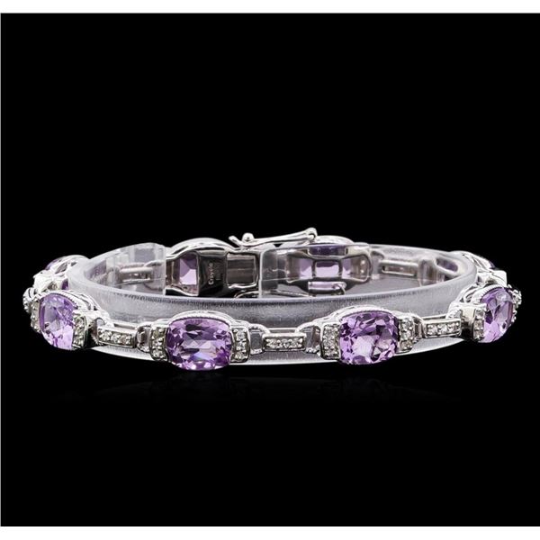 Crayola 17.00 ctw Pink Amethyst and White Sapphire Bracelet - .925 Silver