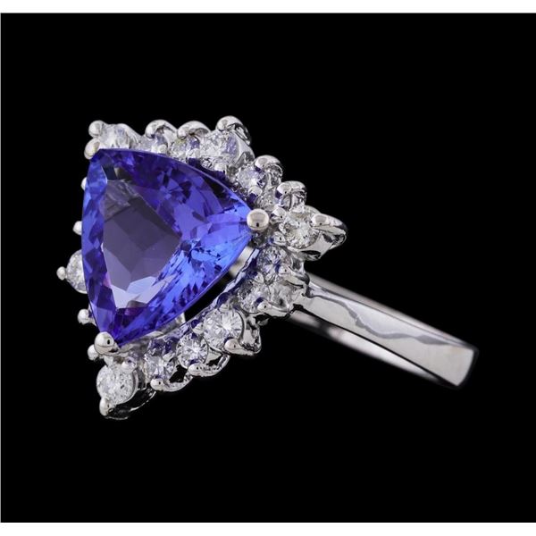 2.85 ctw Tanzanite and Diamond Ring - 14KT White Gold