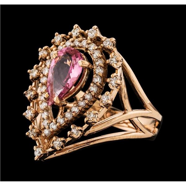 1.21 ctw Pink Tourmaline and Diamond Ring - 14KT Rose Gold