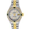 Image 2 : Rolex Ladies 2 Tone Grey Diamond & Emerald 26MM Datejust Wristwatch