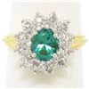 Image 1 : 18k Yellow Gold 1.83 ctw Oval Colombian Emerald Solitaire Dual Diamond Halo Ring