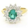 Image 3 : 18k Yellow Gold 1.83 ctw Oval Colombian Emerald Solitaire Dual Diamond Halo Ring