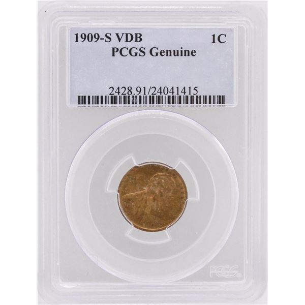 1909-S VDB 1 Penny Genuine Lincoln Head Copper Coin