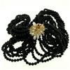 Image 4 : 14k Gold Long Multi Strand Black Onyx Necklace w/ Freshwater Pearl & Coral Bead