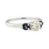 Image 1 : 0.90 ctw Diamond and Sapphire Ring - 14KT White Gold