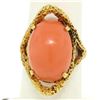 Image 1 : 18k Yellow Gold Large Cabochon FINE Coral Nugget Textured Solitaire Ring