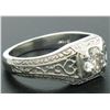 Image 2 : 14k White Gold Etched Open Filigree Work .51 ctw Diamond Solitaire Ring