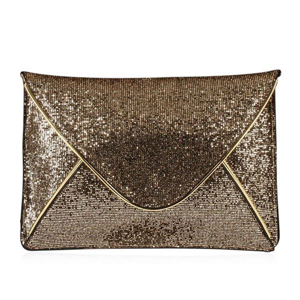 Black and Metallic Gold Evening Envelope Clutch