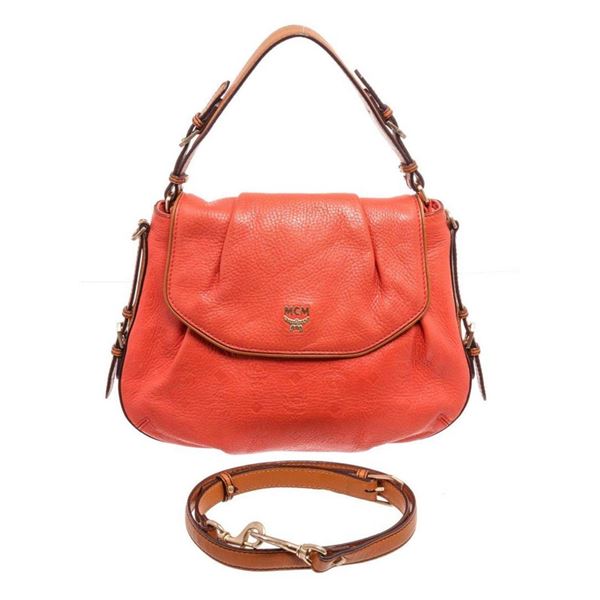 MCM Orange Leather Crossbody Bag