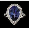 Image 2 : 6.87 ctw Tanzanite and Diamond Ring - 14KT White Gold