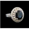 Image 1 : 14KT White Gold 3.57 ctw Sapphire and Diamond Ring