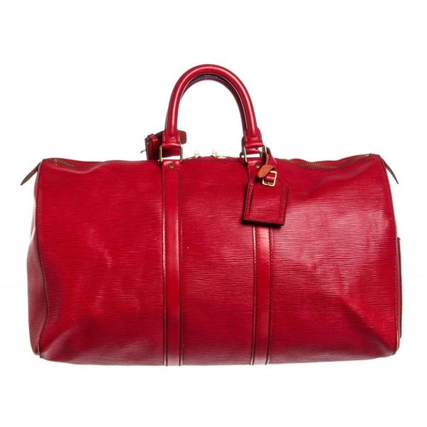 Louis Vuitton Red Epi Leather Keepall 45 cm Duffle Bag