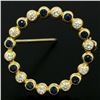 Image 2 : 18k Yellow Gold .70 ctw Bezel Round Sapphire & Diamond Circle of Life Pin Brooch