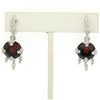 14k White Gold 11.2 ctw Round Garnet Dangle Earrings w/ Brilliant Diamond Accent