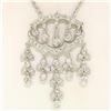 Image 3 : 14k Solid White Gold 1.50 ctw Round Brilliant Diamond Tassel Chandelier Necklace