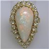Image 5 : Vintage French 14k Gold 4.95 ctw Elongated Pear Opal & Diamond Halo Cocktail Rin