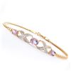 Image 1 : Plated 18KT Yellow Gold 1.80ctw Amethyst and Diamond Bracelet