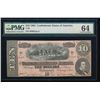 Image 1 : 1864 $10 T-68 Confederate PMG 64