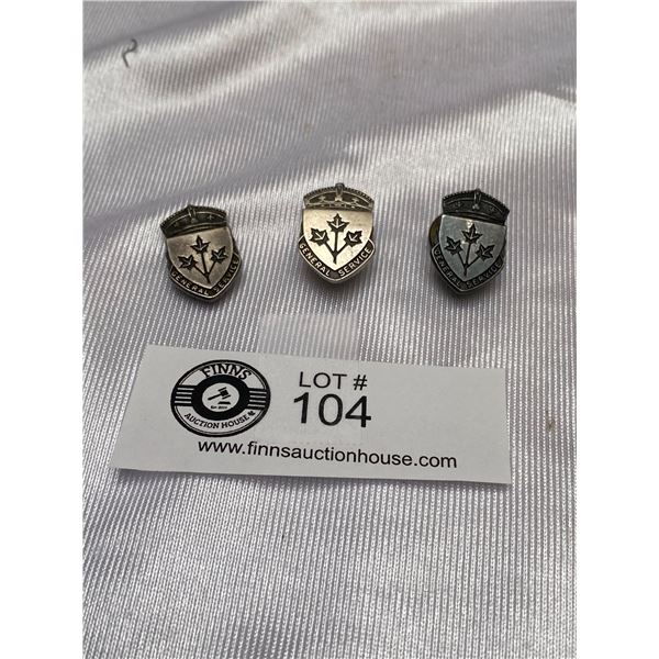 Lot of 3 WWII Service Pins, Numbered