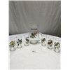Image 1 : Very Nice Vintage Water Pitcher with 6 Glasses with Different Birds on Each Glass