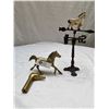 Image 1 : 11" T Table Top Cast Horse Weather Vane +Brass Horse and Duck Head from Cane