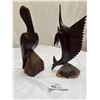 Image 3 : 4 Carved Teak Animals Owl, Marlin Rooster, and Pelican