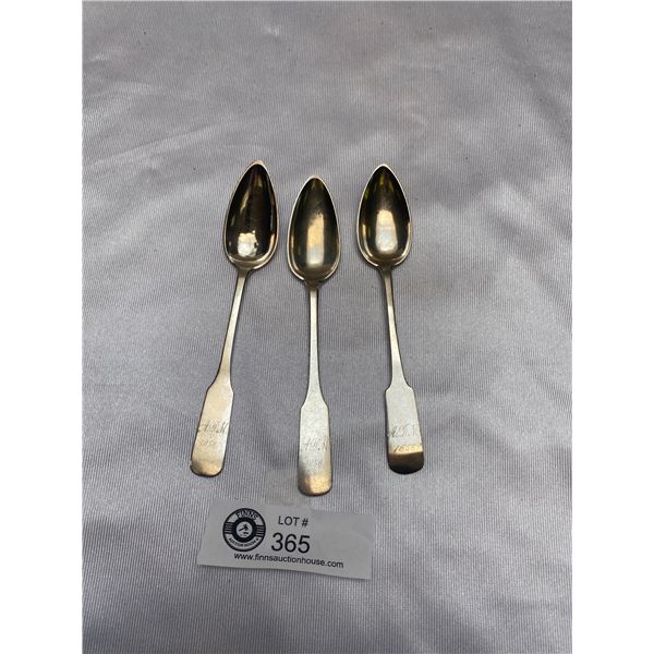 Antique Ernst Silver (?) Teaspoons- Engraved and Dated 1858