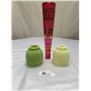 Image 2 : Mid Centery Modern Cranberry Glass Chimney & Satin Glass Shades
