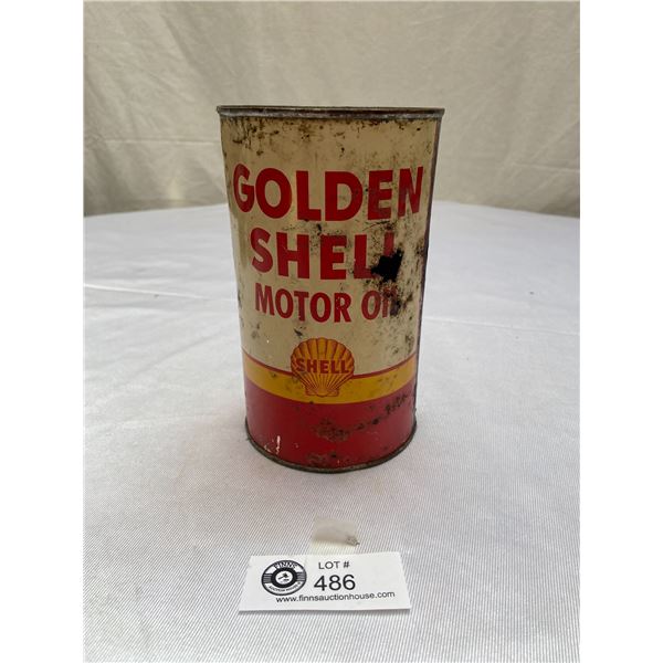 Vintage 1qt Golden Shell Motor Oil Tin