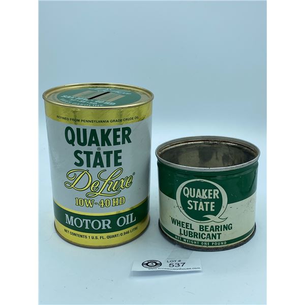 1lb Quaker State Wheel Bearing Lubricant Tin with No Lid + Quaker State 1 qt Motor oil Piggy Bank