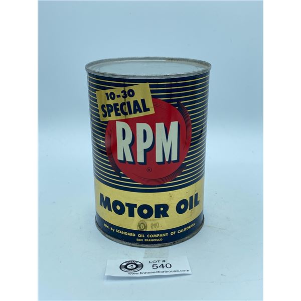 Vintage Standard Oil Company RPM Motor Oil 1 qt Tin