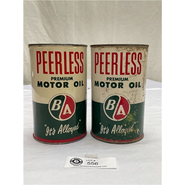 2 Vintage Peerless Premium Motor Oil VA 1 Qt Cans