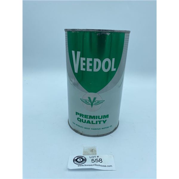 Full Vintage Veedol Premium Quality 1qt Oil Can