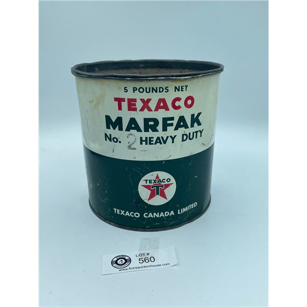 Vintage 5 lb Texaco Marfak no. 2 Heavy Duty Grease Can