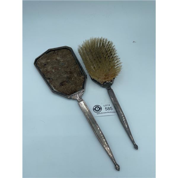 2 Sterling Silver Pieces 1 a Brush, and Mirror without Glass Lots of Silver