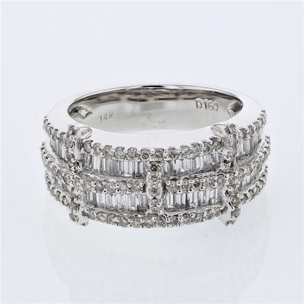 Natural 1.60 CTW Baguette & Diamond Ring 14K White Gold - REF-181Y8N