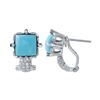Image 1 : Natural 2.93 CTW Turquoise & Diamond Earrings 14K White Gold - REF-51M3F