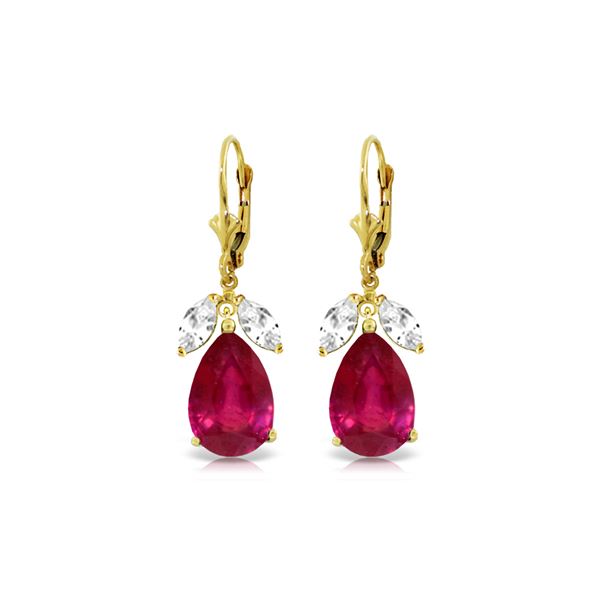 Genuine 11 ctw White Topaz Earrings 14KT Yellow Gold - REF-95R3P