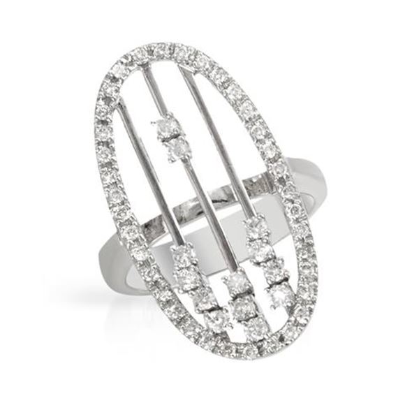 Natural 0.67 CTW Diamond Ring 18K White Gold - REF-145F8M