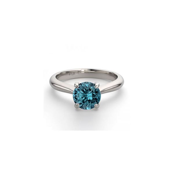 14K White Gold 1.02 ctw Blue Diamond Solitaire Ring - REF-173N5W